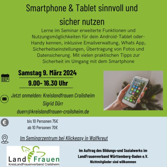 Workshop Smartphone & Sicherheit in Zusammenarbeit mit Klickeasy am 09. März 2024