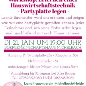 Workshop Partyplatten legen am 10. Januar 2025