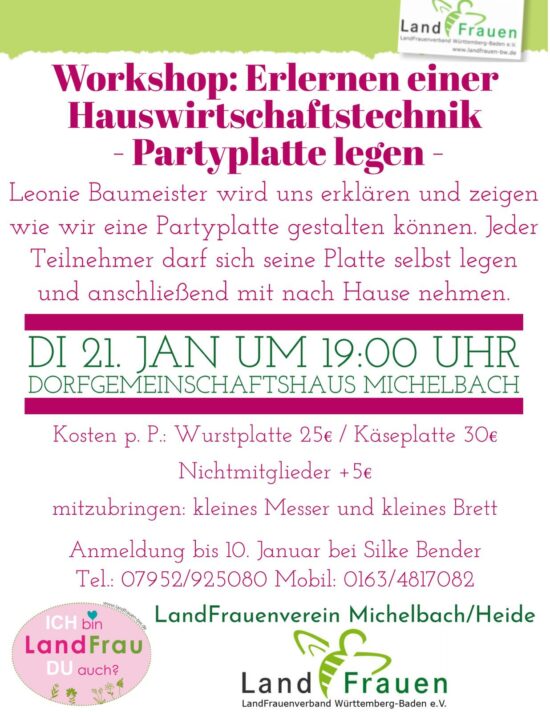 Workshop Partyplatten legen am 10. Januar 2025