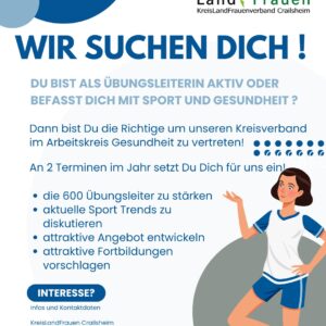 Hast du Interesse an Gesundheitsthemen und Sport? Dann werde unsere Arbeitskreisfrau